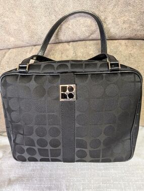 VINTAGE Kate Spade Made in Italy Black Leather Satchel PRISTINE Silver Logo